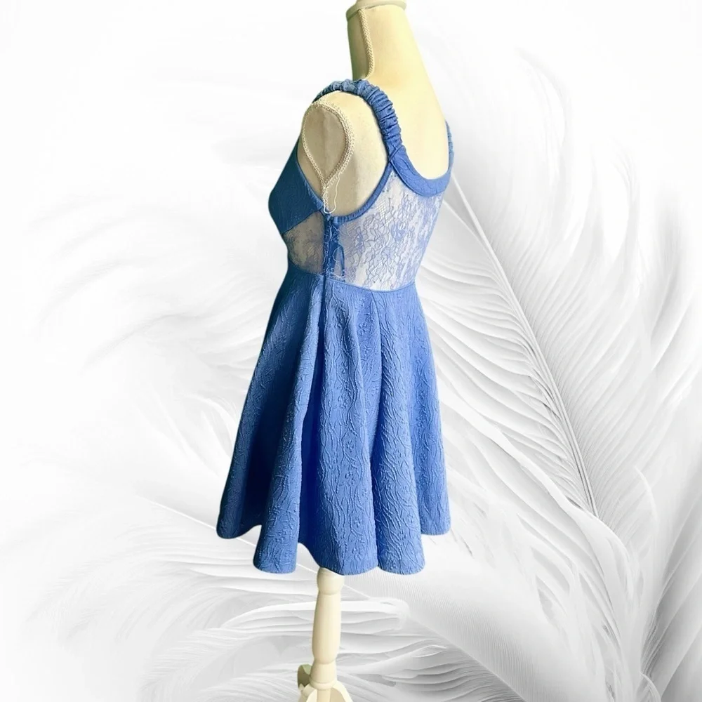 NWOT Free People Femme ‘Brooklyn’ Skater Mini Dress in Cornflower Blue Size XS